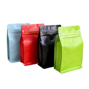 Resealable Recycle Coffee Bean Flat Bottom Gusset Bags