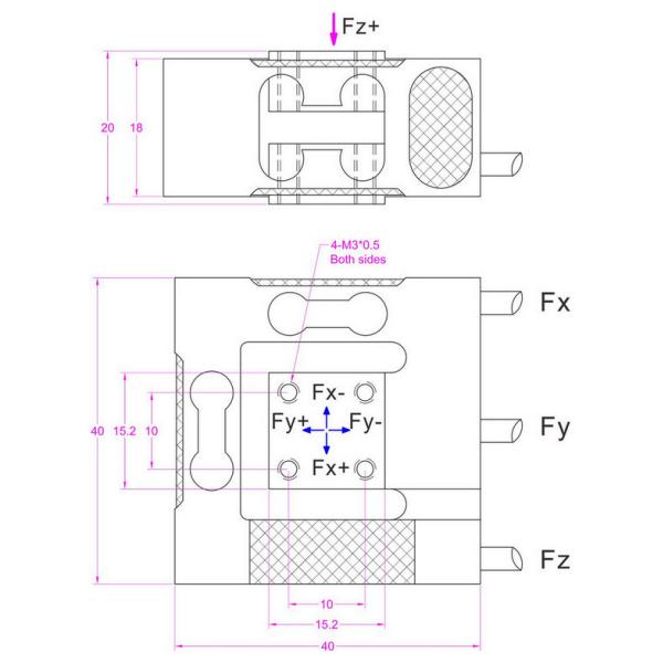 3 Axis Force Transducer 50N Triaxial Force Sensor 5kg Triaxial Load Cell 10lb