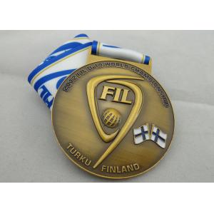 China FIL U-19 Copper / Zinc Alloy / Pewter World Championship Ribbon Medals with Die Casting on sale