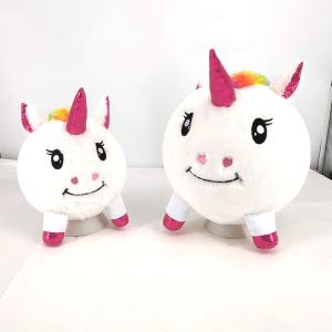 Unisex Soft Rainbow Inflatable Unicorn Ball 10" Plush Toy with Pump and PVC
