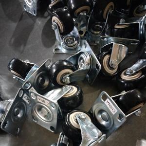 1.5 Inch Soft PVC Casters Threaded Stem Swivel Castors With Brake