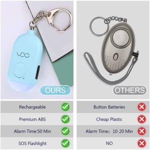USB Rechargeable 130db Personal Safety Alarm Siren Rape Keychain