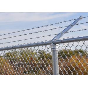Security Galvanized Chain Link Mesh Fence / Versatile Fence With Barbed Wire on