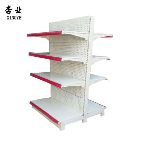 Cheap Factory custom color size metal Double-sided white gondola shelving pharmacy for sale