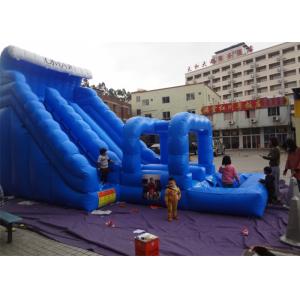 Summer Season Blue Commercial Inflatable Slides With Pool And Slip N Slide