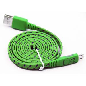 Flat Micro USB2.0 Data Cable with Panda Glowing & Fabric Mesh