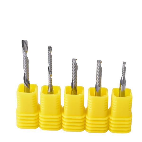 YingBa Factory Sales High Quality 3.175mm-6mm Carbide Single Flute Spiral End Mill Cnc Bit for Cutting Wood PVC Acrylic Aluminum