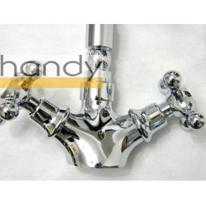 Brass Polished Chrome Kitchen Sink Water Faucet One Hole with Two Cross Handles
