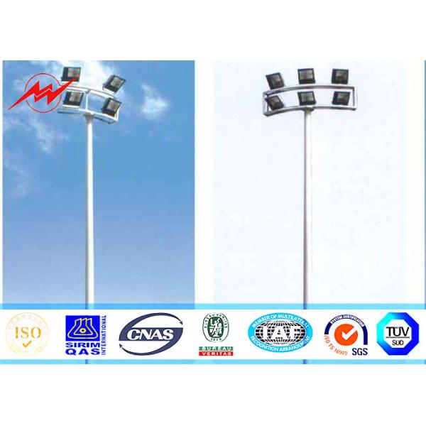 Quality 12 sides 40M High Mast Pole Gr50 material with round panel 8 lights wholesale