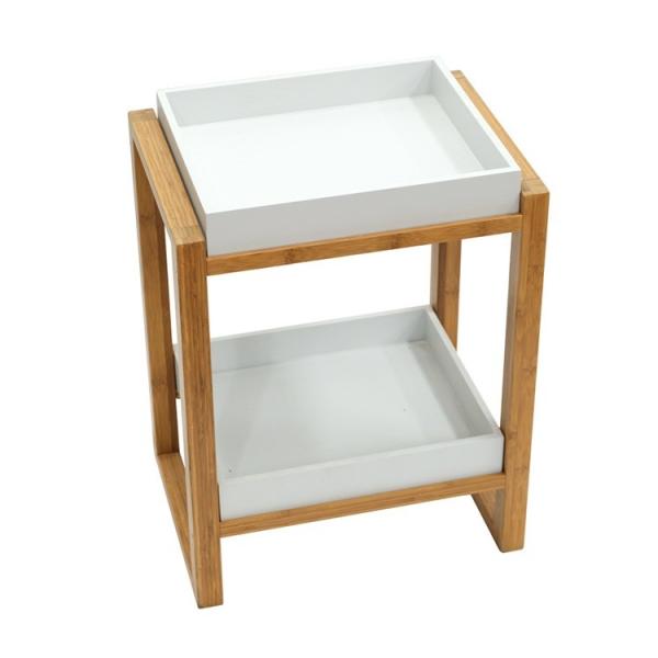 Environmental Protection Bamboo Double-layer Storage Rack for Tea Corner Small