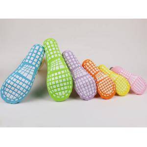 Colorful Polyester Kids Trampoline Sock , Safety Non-slip Socks for Playground