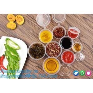 Cheap Custom printed clear transparent disposable PET plastic source cup bowl,0.75oz Disposable clear plastic PP Sauce Cup pac for sale