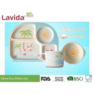 China Unbreakable Bamboo Kids Tableware Eco - Friendly Summer Pattern Mug Spoon / Fork on sale