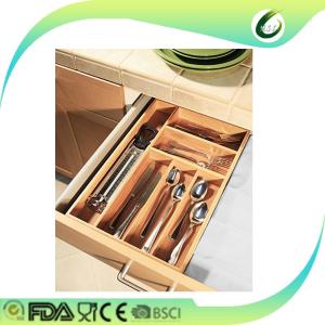 Large bamboo utensil drawer organizer tray