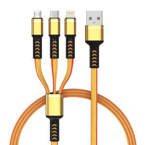 Customized 3-in-1 Multi Charging Cable USB To Micro-USB Type-C Lightning 1m/2m