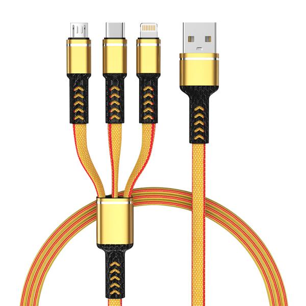 Quality Customizable Three In One Braided Charging Cable 1M Length For Mobile Phone wholesale