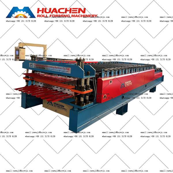 0.3-0.6mm Material Thickness Double Deck Roll Forming Machine with 45 Steel