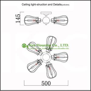 Unique High Quality Chandelier Ceiling Lamp 5 Bulbs with iron lampshade