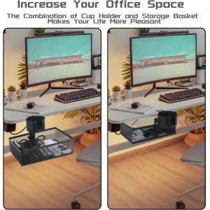 Streamline Your Workspace with Wall Mounted Rotating Under Desk Drawer and Cup