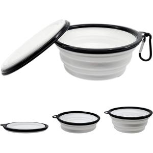 Foldable Dog Water Bowl Collapsible Expandable With Carabiner BPA Free Portable