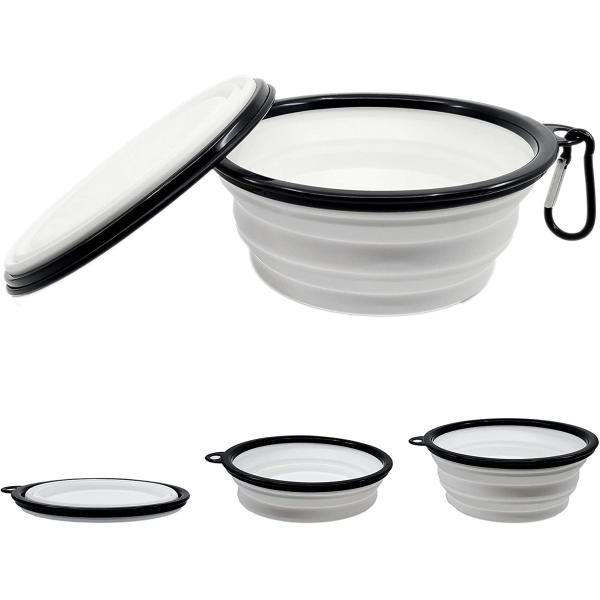Foldable Dog Water Bowl Collapsible Expandable With Carabiner BPA Free Portable