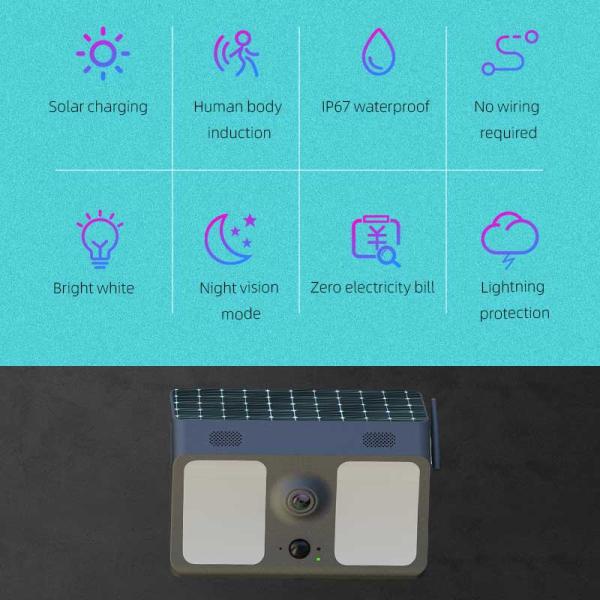 WiFi Version Floodlight Outdoor Solar Security CCTV Camera