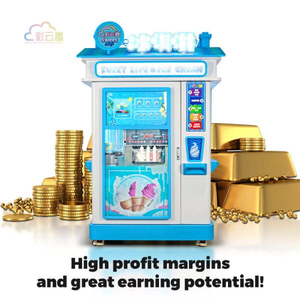 24/7 Automated Ice Cream Vending Machine Custom With Coin Bill Credit Card
