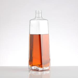 Super Flint Glass 750ml Square Shape Bottom Vodka Glass Bottles for Home Bar