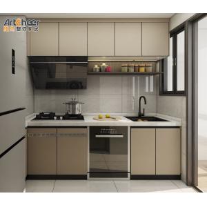 Complete Plywood PVC Kitchen Cabinet with Modern Black Island Design made in by
