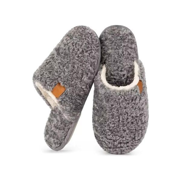Custom Logo Memory Foam House Slippers Womens Knitted Slip On Design Silent Sole