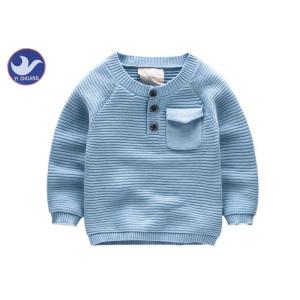 China 1/4 Buttons Boys Knit Pullover Sweater Relan Sleeves Chest Pocket Kid Clothes on sale