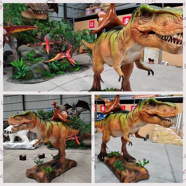Kids Playground Animatronic Dinosaur Ride Movement For Theme Park Attractions