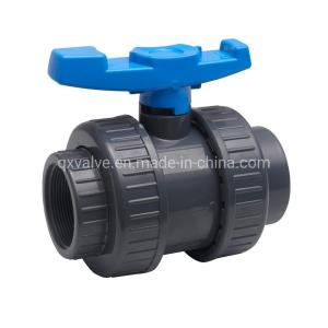 Shutoff Function Water Valves UPVC Double Union Ball Valve with Manual Driving
