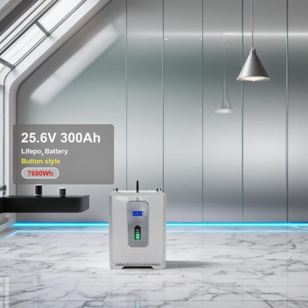 7680Wh Button Style LiFePO4 Battery 25.6V 300Ah Solar System, 8000 Cycles, BMS