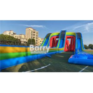 Customized Giant Rainbow 3 Lanes Inflatable Water Slides Commercial For Adult