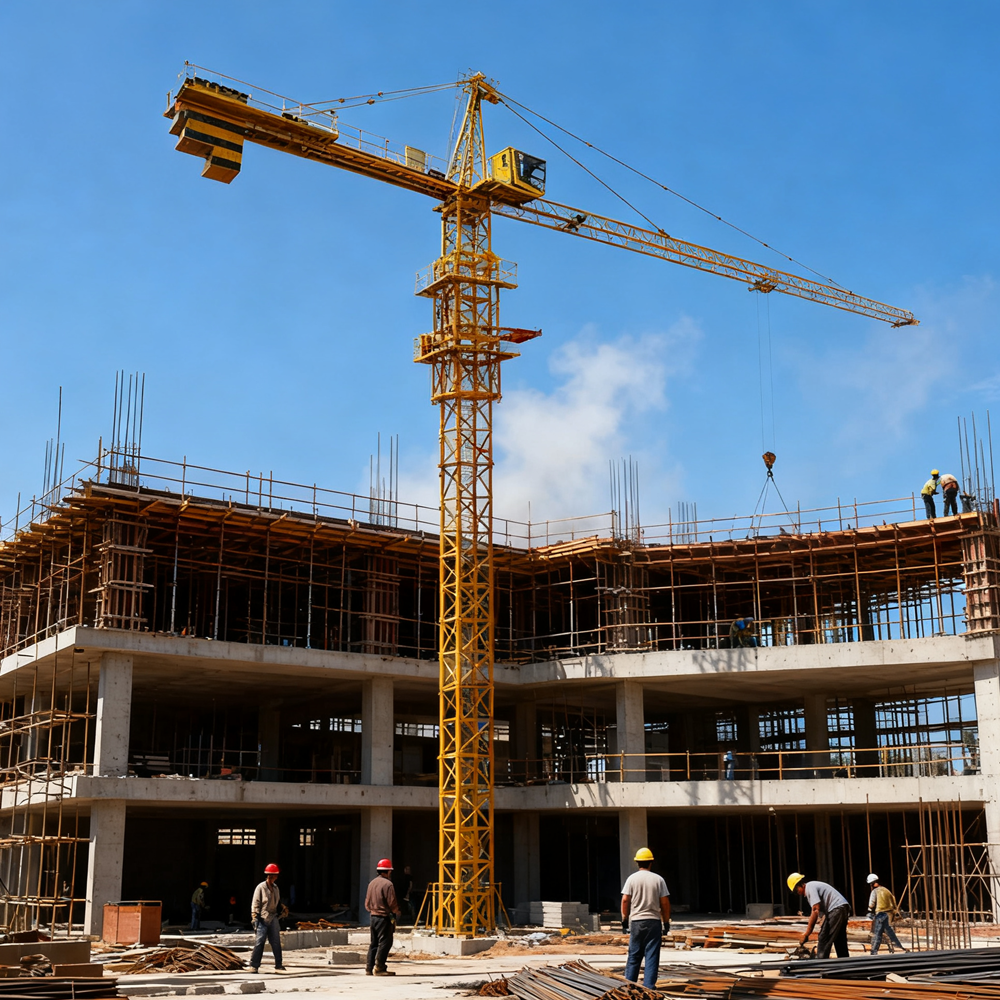 Loading Capacity 10T Tower Crane Lifting Machine Featuring Trolleying Speed 0