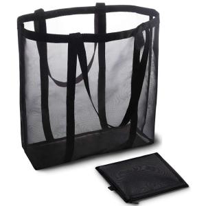 Lightweight Nylon Crossbody Bag , Mesh Shopping Tote With Zipper Closure