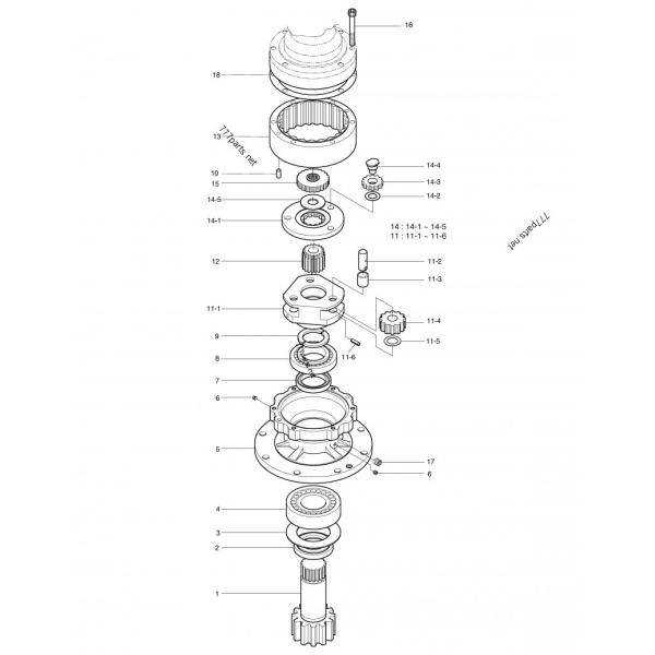 2101-9002 Swing Gearbox DH55 DH60-7 S55W-5 Excavator Heavy Machinery Spare Parts