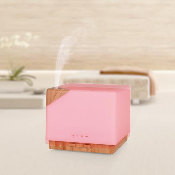 7 LED Light Colors Wood Grain Aroma Diffuser With Auto Off Safety Switch