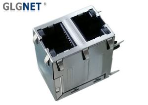 2 X 1 Stacked RJ45 Ethernet Connector Multiple Port With 1000 Base T Magnetic