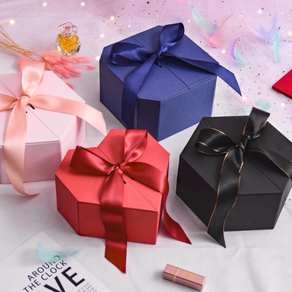 Quality Luxury Octagonal Gift Box Set Premium Hexagonal Packaging Satin Ribbon Bows Cosmetic Gift Ready wholesale