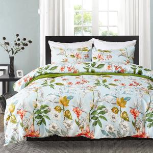 300tc Thread Count Nature Colors Floral Design Knitted Cotton Sheet Set