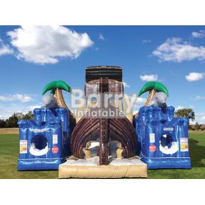 Treasure Island Inflatable Obstacle Courses Jungle Pirate Ship Inflatable