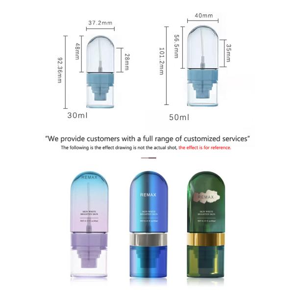 30ml 50ml Airless Pump Bottles Plastic Vacuum Transparent With Spray Pump