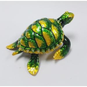 Lovely turtle metal alloy trinket box pewter jeweled turtle enameled trinket box