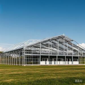 Cheap Q235B ASTM A36 Prefabricated Steel Cow Shed With Q355B Beams 20lb Roof Load for sale