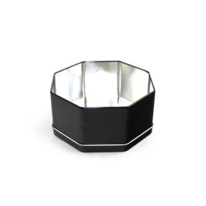 Black Special Shaped Cookie Tin Containers Box With Eight Angles