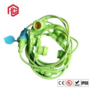 Green Nylon PVC E26 E27 Lamp Stand Fittings With Customized Cable Plug