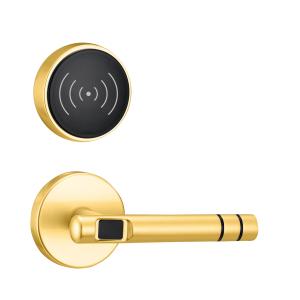 INTERTEK Plated Gold Zinc Alloy Electronic Door Lock With Card / Key Open Ways