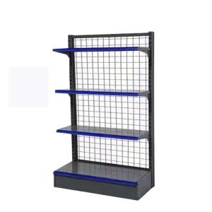 Convenience Store Mesh Back Gondola Shelving Grid 4 Layers Heavy Duty Shelf